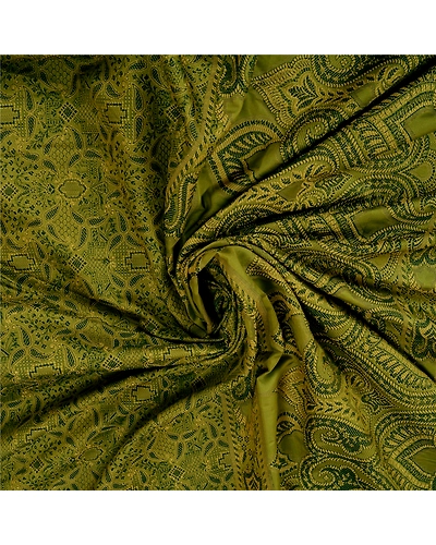 Sanskriti Vintage Green Sarees Art Silk Woven Premium Sari Craft 5 Yard Fabric, PS-59950-Green-Woven Work-Art Silk-7