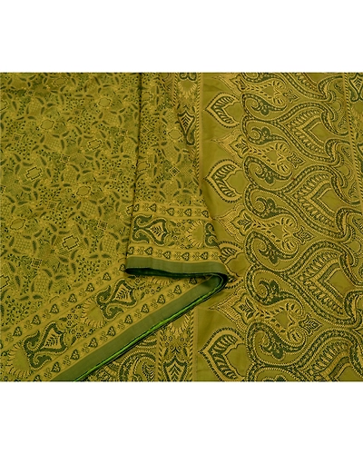 Sanskriti Vintage Green Sarees Art Silk Woven Premium Sari Craft 5 Yard Fabric, PS-59950-Green-Woven Work-Art Silk-10
