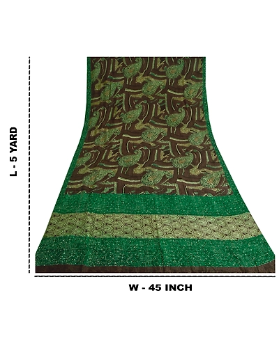 Sanskriti Vintage Purple Sarees Pure Silk Hand Embroidered Kantha Sari Fabric, PS-60034-Shade Of Purple &amp; Green-Thread Work-100% Pure Silk-1