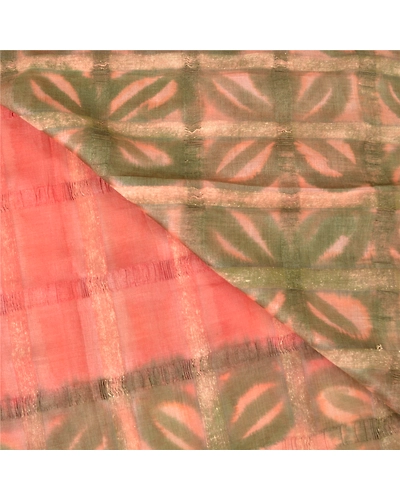Sanskriti Vintage Pink India Sarees Pure Silk Printed Woven Premium Sari Fabric, PS-60096-Pink &amp; Green-Printed Work-100% Pure Silk-2