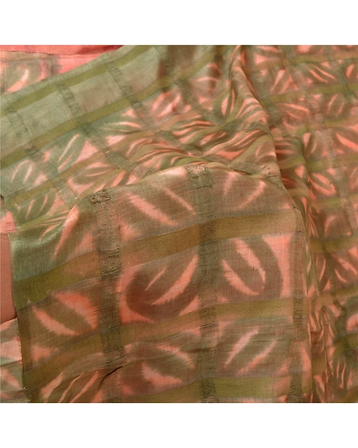 Sanskriti Vintage Pink India Sarees Pure Silk Printed Woven Premium Sari Fabric, PS-60096-Pink &amp; Green-Printed Work-100% Pure Silk-4