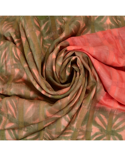 Sanskriti Vintage Pink India Sarees Pure Silk Printed Woven Premium Sari Fabric, PS-60096-Pink &amp; Green-Printed Work-100% Pure Silk-6