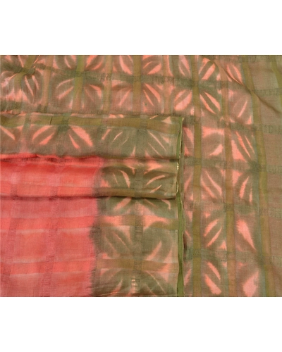 Sanskriti Vintage Pink India Sarees Pure Silk Printed Woven Premium Sari Fabric, PS-60096-Pink &amp; Green-Printed Work-100% Pure Silk-7