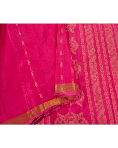 Sanskriti Vintage Pink Sarees Blend Cotton Hand-Woven Sari Craft 5 Yard Fabric, PS-60122-Pink-Woven Work-Blend Cotton-10