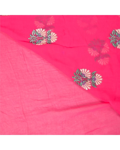 Sanskriti Vintage Pink Sarees Blend Georgette Embroidered Premium Sari Fabric, PS-60129-Pink-Thread Work-Blend Georgette-3