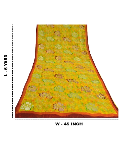 Sanskriti Vintage Bollywood Sarees Pure Georgette Silk Embroidered Sari Fabric, PS-60151-Shade Of Green-Thread Work-Pure Georgette Silk-1