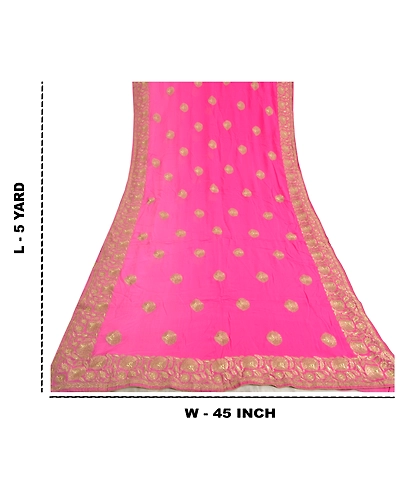 Sanskriti Vintage Bollywood Sarees Pure Georgette Silk Embroidered Sari Fabric, PS-60168-Pink-Thread Work-Pure Georgette Silk-1