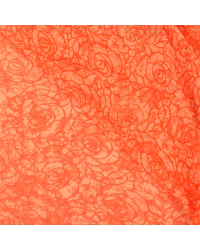 Sanskriti Vintage Bollywood Sarees Pure Georgette Silk Embroidered Sari Fabric, PS-60169-Orange-Sequins Work-Pure Georgette Silk-3