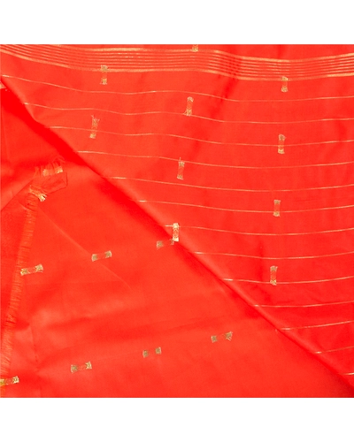 Sanskriti Vintage Orange Indian Sarees Art Silk Woven Brocade Zari Sari Fabric, PS-60188-Orange-Zari Work-Art Silk-2