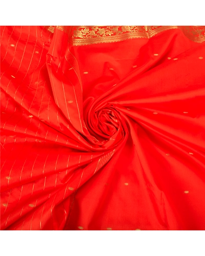 Sanskriti Vintage Orange Indian Sarees Art Silk Woven Brocade Zari Sari Fabric, PS-60188-Orange-Zari Work-Art Silk-6