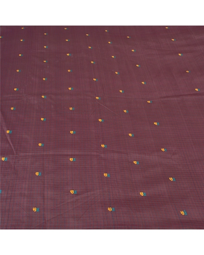 Sanskriti Vintage Purple Sarees Blend Cotton Embroidered Woven Sari Craft Fabric, PS-60199-Purple-Thread Work-Blend Cotton-3
