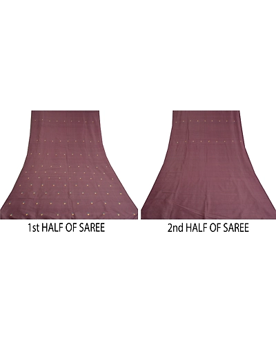Sanskriti Vintage Purple Sarees Blend Cotton Embroidered Woven Sari Craft Fabric, PS-60199-Purple-Thread Work-Blend Cotton-5