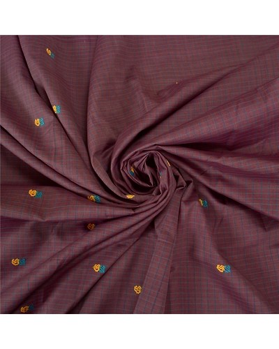 Sanskriti Vintage Purple Sarees Blend Cotton Embroidered Woven Sari Craft Fabric, PS-60199-Purple-Thread Work-Blend Cotton-6