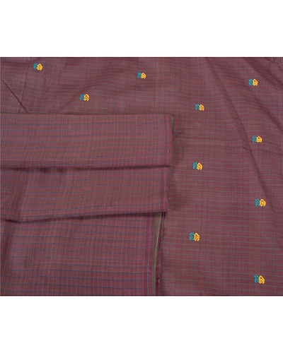 Sanskriti Vintage Purple Sarees Blend Cotton Embroidered Woven Sari Craft Fabric, PS-60199-Purple-Thread Work-Blend Cotton-7