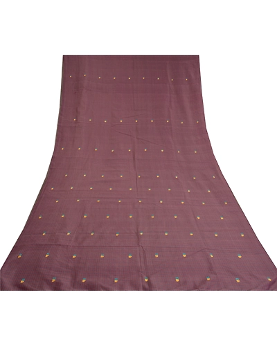 Sanskriti Vintage Purple Sarees Blend Cotton Embroidered Woven Sari Craft Fabric, PS-60199-Purple-Thread Work-Blend Cotton-8