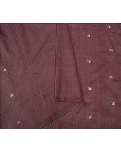Sanskriti Vintage Purple Sarees Blend Cotton Embroidered Woven Sari Craft Fabric, PS-60199-Purple-Thread Work-Blend Cotton-9
