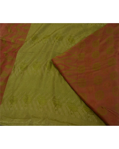 Sanskriti Vintage Green Indian Sarees 100% Pure Silk Woven Sari Craft Fabric, PS-60201-Shade Of Green-Woven Work-Pure Silk-2