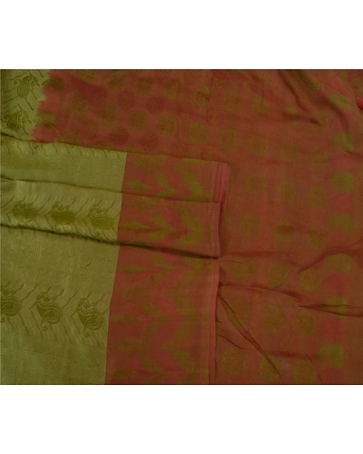 Sanskriti Vintage Green Indian Sarees 100% Pure Silk Woven Sari Craft Fabric, PS-60201-Shade Of Green-Woven Work-Pure Silk-8