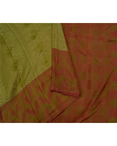 Sanskriti Vintage Green Indian Sarees 100% Pure Silk Woven Sari Craft Fabric, PS-60201-Shade Of Green-Woven Work-Pure Silk-10