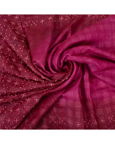 Sanskriti Vintage Purple Sarees Pure Silk Hand Beaded Woven Premium Sari Fabric, PS-60212-Purple-Zardozi Work-Pure Silk-7