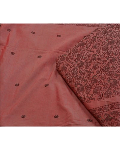 Sanskriti Vintage Pink Sarees Blend Silk Woven Peacock Premium Sari Fabric, PS-60224-Pink-Woven Work-Blend Silk-2