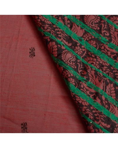 Sanskriti Vintage Pink Sarees Blend Silk Woven Peacock Premium Sari Fabric, PS-60224-Pink-Woven Work-Blend Silk-3