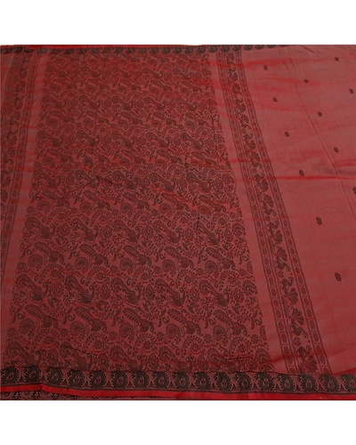 Sanskriti Vintage Pink Sarees Blend Silk Woven Peacock Premium Sari Fabric, PS-60224-Pink-Woven Work-Blend Silk-4