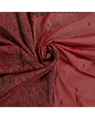 Sanskriti Vintage Pink Sarees Blend Silk Woven Peacock Premium Sari Fabric, PS-60224-Pink-Woven Work-Blend Silk-7