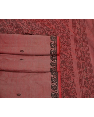 Sanskriti Vintage Pink Sarees Blend Silk Woven Peacock Premium Sari Fabric, PS-60224-Pink-Woven Work-Blend Silk-8
