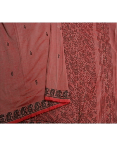 Sanskriti Vintage Pink Sarees Blend Silk Woven Peacock Premium Sari Fabric, PS-60224-Pink-Woven Work-Blend Silk-10