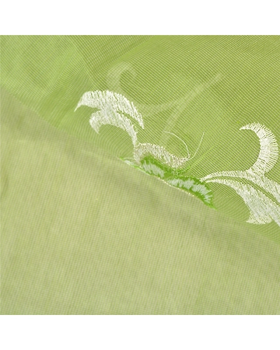 Sanskriti Vintage Green Sarees 100% Pure Silk Embroidered Kota Doria Sari Fabric, PS-60264-Green-Thread Work-100% Pure Silk-3
