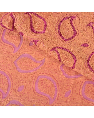 Sanskriti Vintage Purple Sarees Pure Organza Silk Hand Beaded Woven Sari Fabric, PS-60272-Purple-Woven Work-100% Pure Organza Silk-3
