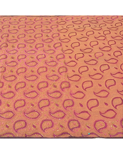 Sanskriti Vintage Purple Sarees Pure Organza Silk Hand Beaded Woven Sari Fabric, PS-60272-Purple-Woven Work-100% Pure Organza Silk-4