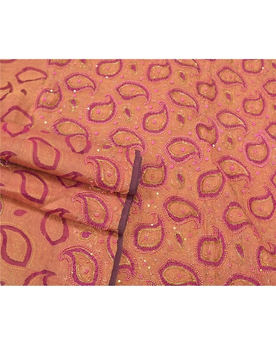 Sanskriti Vintage Purple Sarees Pure Organza Silk Hand Beaded Woven Sari Fabric, PS-60272-Purple-Woven Work-100% Pure Organza Silk-8
