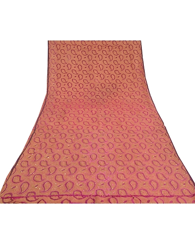 Sanskriti Vintage Purple Sarees Pure Organza Silk Hand Beaded Woven Sari Fabric, PS-60272-Purple-Woven Work-100% Pure Organza Silk-9