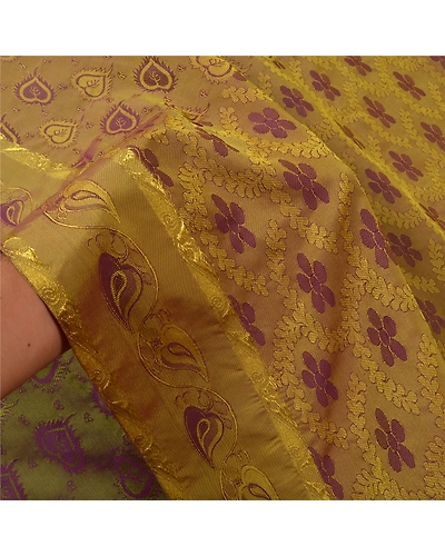 Sanskriti Vintage Green Indian Sarees Art Silk Woven Premium Sari Fabric, PS-60283-Shade Of Green-Woven Work-Art Silk-5