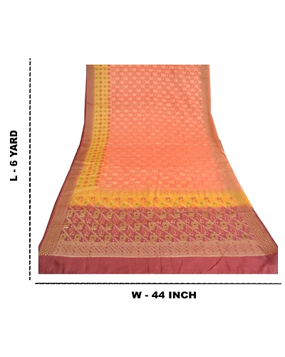 Sanskriti Vintage Peach Sarees 100% Pure Silk Woven Premium Sari Craft Fabric, PS-60291-Shade Of Peach-Woven Work-100% Pure Silk-1