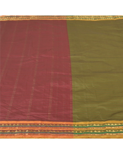 Sanskriti Vintage Green Sarees Art Silk Woven Ilkal Premium Sari 5 Yard Fabric, PS-60297-Dark Red &amp; Green-Woven Work-Art Silk-4