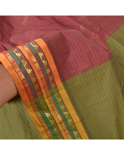 Sanskriti Vintage Green Sarees Art Silk Woven Ilkal Premium Sari 5 Yard Fabric, PS-60297-Dark Red &amp; Green-Woven Work-Art Silk-5