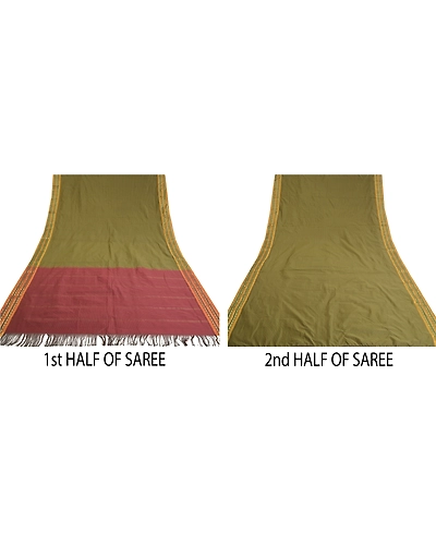 Sanskriti Vintage Green Sarees Art Silk Woven Ilkal Premium Sari 5 Yard Fabric, PS-60297-Dark Red &amp; Green-Woven Work-Art Silk-6
