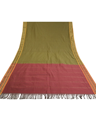 Sanskriti Vintage Green Sarees Art Silk Woven Ilkal Premium Sari 5 Yard Fabric, PS-60297-Dark Red &amp; Green-Woven Work-Art Silk-9