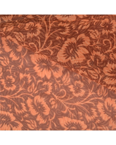 Sanskriti Vintage Brown Sarees Georgette Embroidered Premium Sari Craft Fabric, PS-60302-Shade Of Brown &amp; Orange-Patch Work-Georgette-3