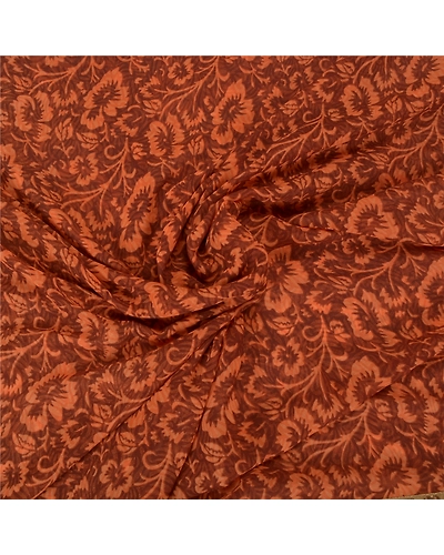 Sanskriti Vintage Brown Sarees Georgette Embroidered Premium Sari Craft Fabric, PS-60302-Shade Of Brown &amp; Orange-Patch Work-Georgette-7