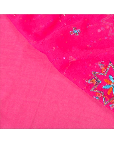 Sanskriti Vintage Pink Sarees Blend Georgette Hand Beaded Premium Sari Fabric, PS-60308-Pink-Sequins Work-Blend Georgette-3