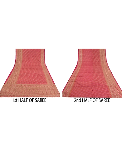 Sanskriti Vintage Pink Sarees Pure Silk Hand Embroidered Premium Sari Fabric, PS-60334-Pink-Zari Work-100% Pure Silk-6