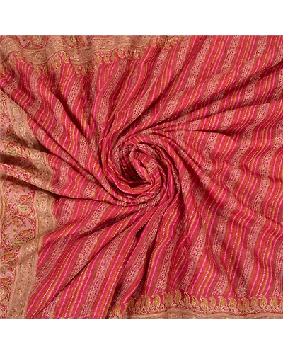 Sanskriti Vintage Pink Sarees Pure Silk Hand Embroidered Premium Sari Fabric, PS-60334-Pink-Zari Work-100% Pure Silk-7