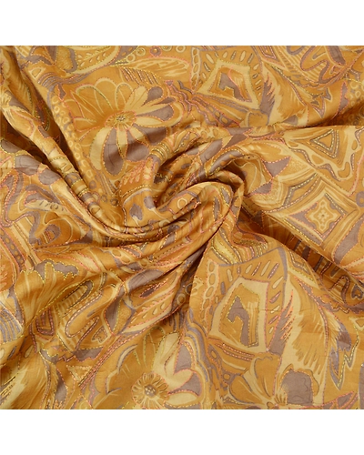 Sanskriti Vintage Cream Sarees 100% Pure Silk Hand Beaded Kantha Sari Fabric, PS-60356-Shade Of Cream &amp; Orange-Thread Work-100% Pure Silk-7