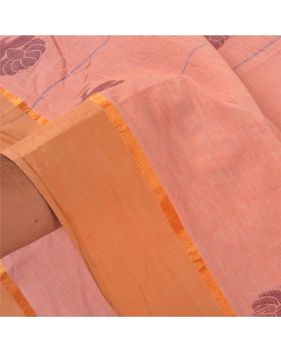 Sanskriti Vintage Pink Indian Sarees 100% Pure Cotton Hand-Woven Sari Fabric, PS-60417-Shade Of Pink-Woven Work-100% Pure Cotton-5