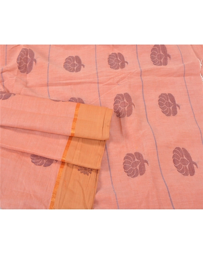 Sanskriti Vintage Pink Indian Sarees 100% Pure Cotton Hand-Woven Sari Fabric, PS-60417-Shade Of Pink-Woven Work-100% Pure Cotton-8