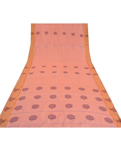 Sanskriti Vintage Pink Indian Sarees 100% Pure Cotton Hand-Woven Sari Fabric, PS-60417-Shade Of Pink-Woven Work-100% Pure Cotton-9